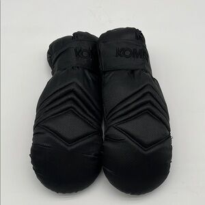 KOMBI Black Leather Nylon Winter Snow Mittens Women Size Medium